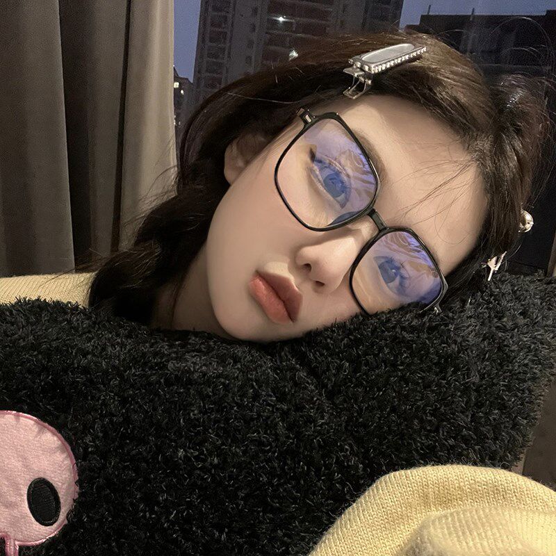 韩版方形黑框素颜眼镜女潮多边形近视镜可配度数大脸显瘦时尚镜框