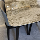 现代简约家用灰色大理石长方形餐桌椅组合六人 推荐 北欧岩板餐桌