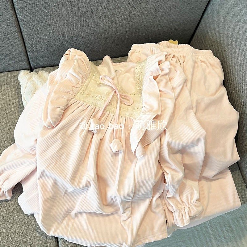 粉色公主风睡衣女春秋冬季海岛绒加厚长袖套装少女甜美套头家居服,女士内衣/男士内衣/家居服,睡衣/家居服套装,淘宝优惠券,粉丝福利购,淘宝优惠卷