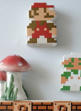 MUSe Garden 马里奥和路易吉 好基友像素超级玛丽双面图案胡椒瓶