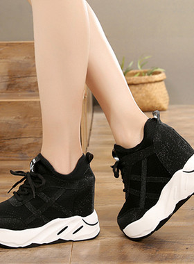 内增高厚底波鞋12cm高跟运动单鞋白色松糕女鞋潮2020韩版休闲球鞋