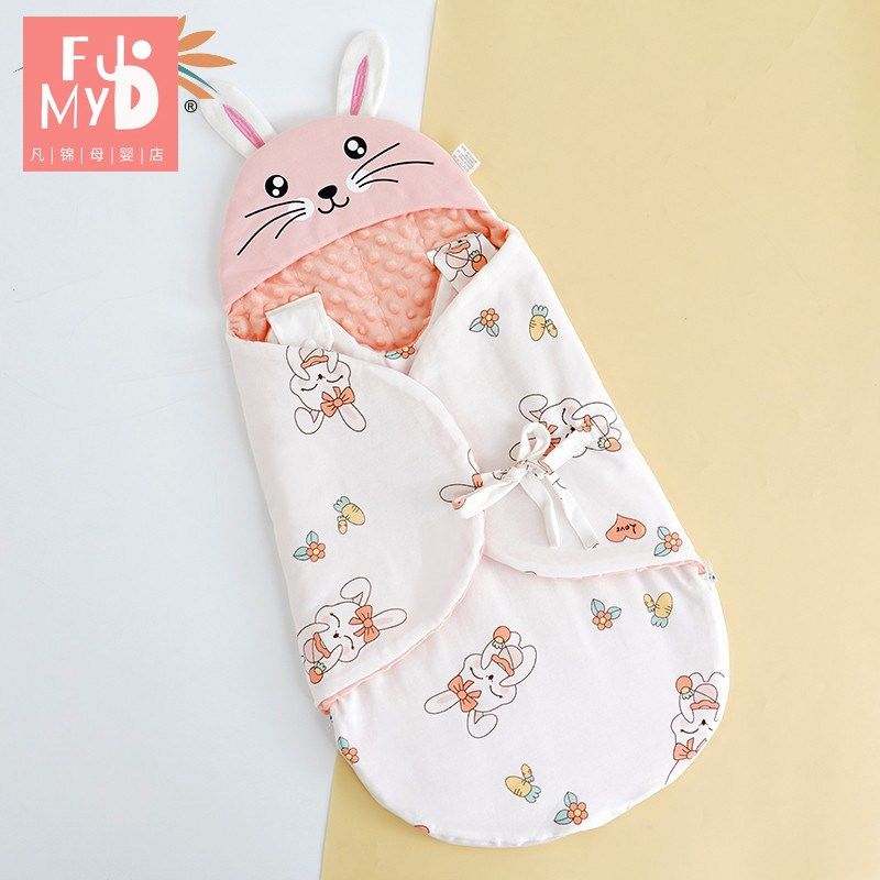 初生婴儿产房秋冬季加厚一体式襁褓抱被宝宝睡袋防惊跳外出防风被