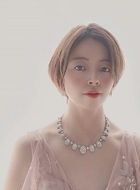 气质新娘锆石项链耳环套装奢华结婚饰品晚宴婚会首饰纱礼服配饰