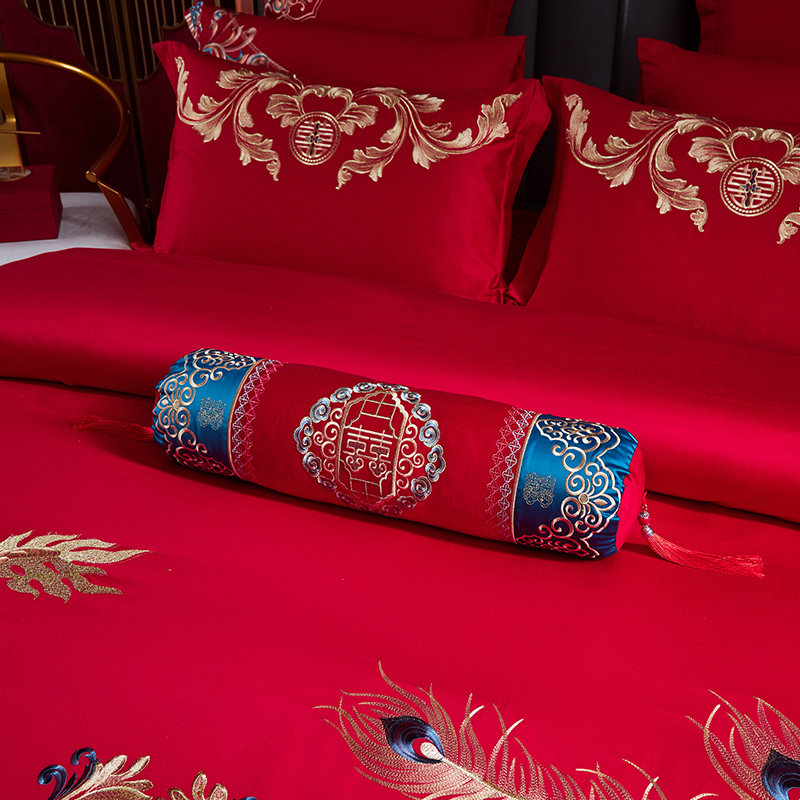 结婚全棉四件套婚床上用品大红色新婚婚庆床组六件套刺绣婚嫁喜被,床上用品,婚庆床品套件,淘宝优惠券,粉丝福利购,淘宝优惠卷