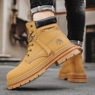 马丁靴男夏季登山高帮劳保皮鞋男款夏季增高防水工地干活工装靴子