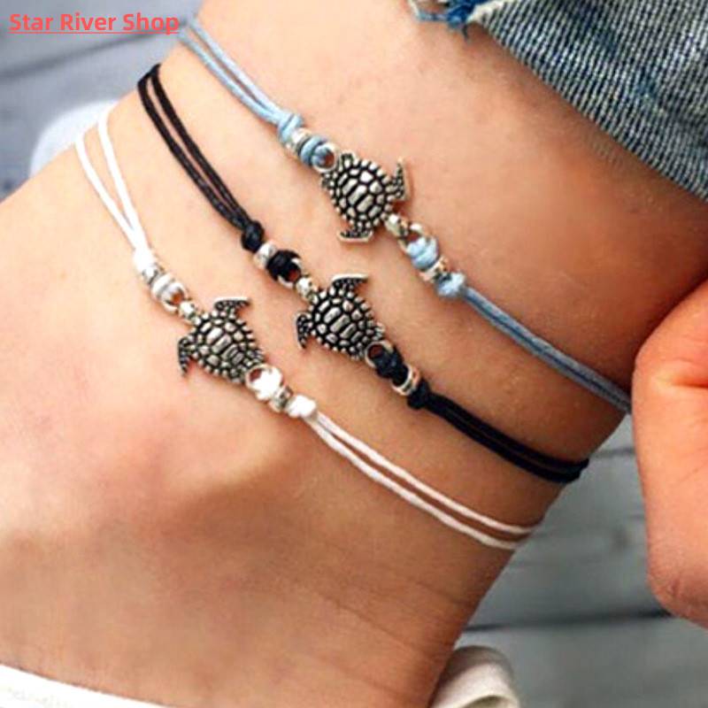 速发Vintage Turtle Anklets For women Summer Beach Barefoot C