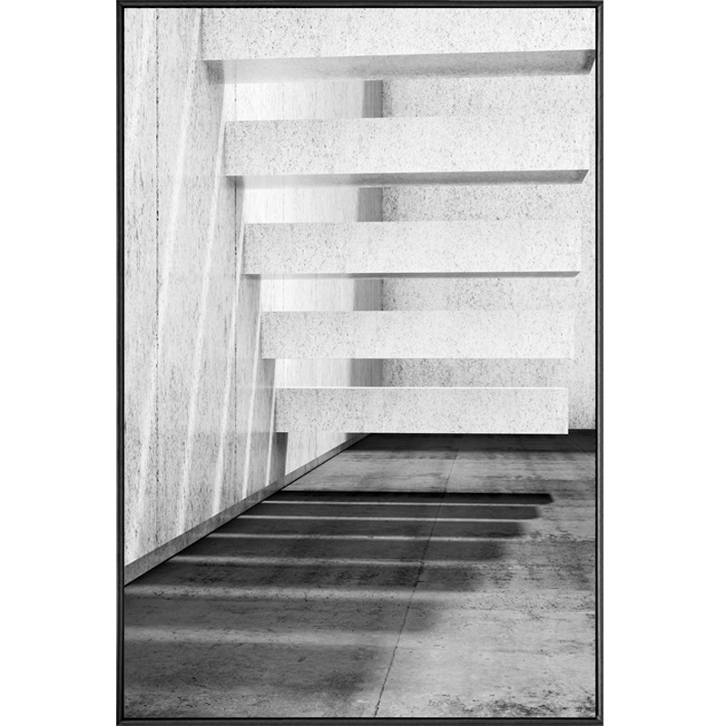 黑白灰抽象楼梯挂画o组合套装客厅空间延伸装饰画过道几何建筑壁图片