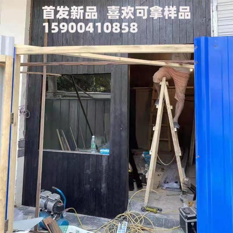 深度碳化黑色木纹烧杉板实木复古龟裂火烧爆裂纹装饰墙板背景悬吊