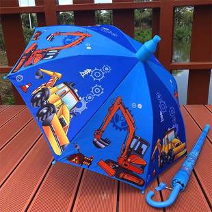 速发新品 挖土机恐龙汽车儿童雨伞男女童学生自动幼儿园小孩晴雨伞
