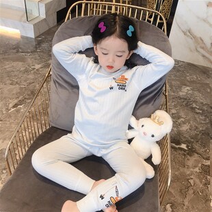 男童春秋款睡衣女宝宝秋衣秋裤男孩衬衣衬裤儿童打底套装秋冬薄款