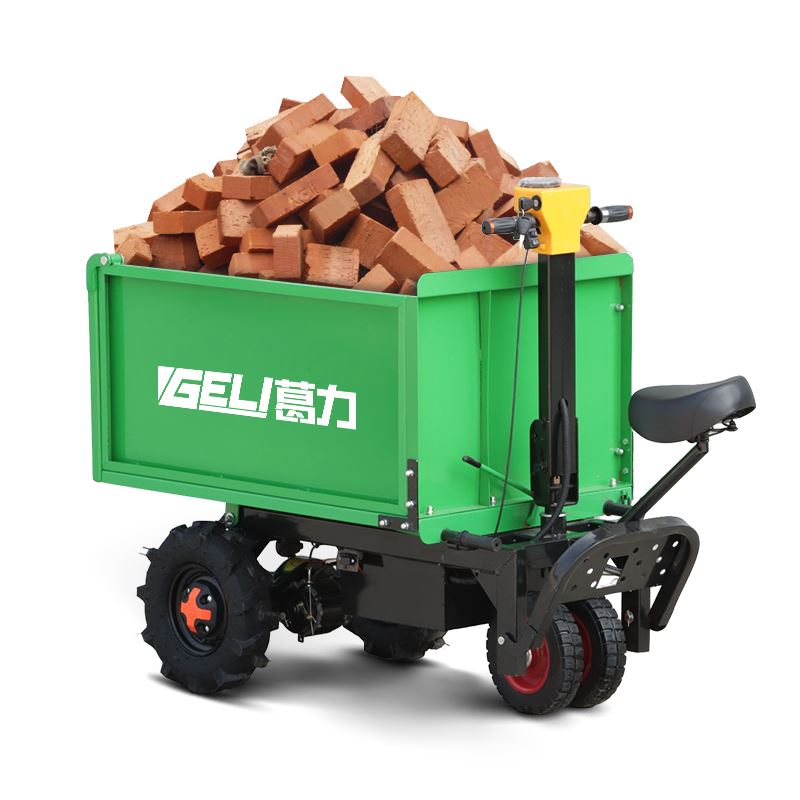 葛力拉沙子混凝土建筑工程工地专用电动小手推灰斗翻斗搬运三轮车