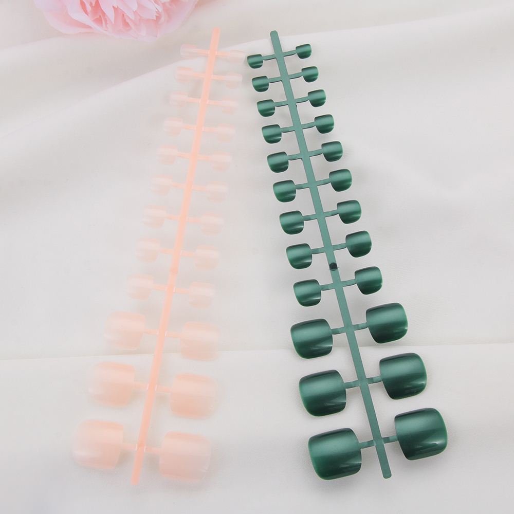 推荐24pcs Glossy/Matte French Fake Toes Nails Removable Squa