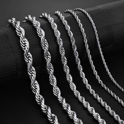 极速Jiayiqi 2mm-7mm Rope Chain Necklace Stainless Steel Neve