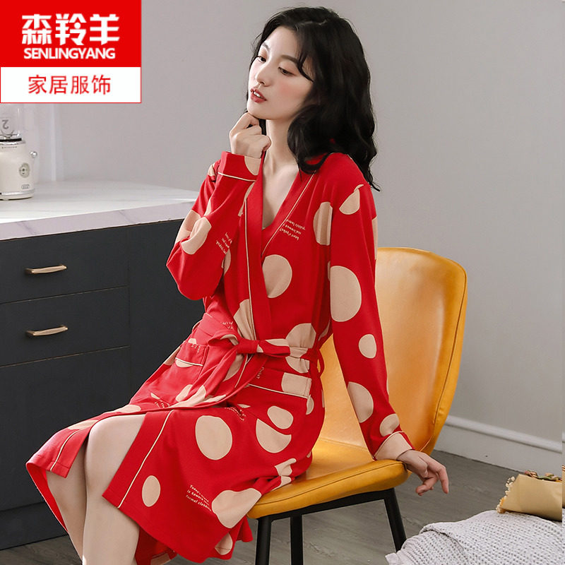 睡袍女士长袖春秋加大码休闲可外穿女式红色喜庆睡衣秋冬浴袍,女士内衣/男士内衣/家居服,睡袍/浴袍,淘宝优惠券,粉丝福利购,淘宝优惠卷