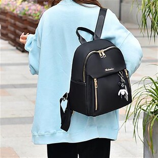 双肩包女小众高级感牛津布女士背包帆布纯色女包包休闲小款书包