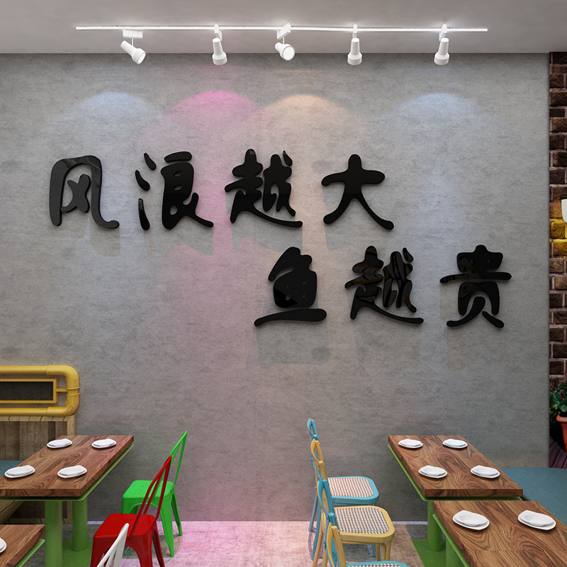 网红烤鱼店墙面装饰火锅烧烤肉饭店背景布置贴纸画拍照区打卡摆件图片