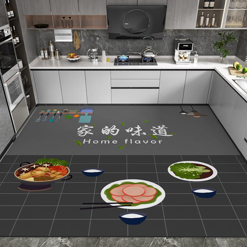厨房地垫可擦免h洗pvc皮革地毯防水防油防滑大面积满铺地垫脚垫子