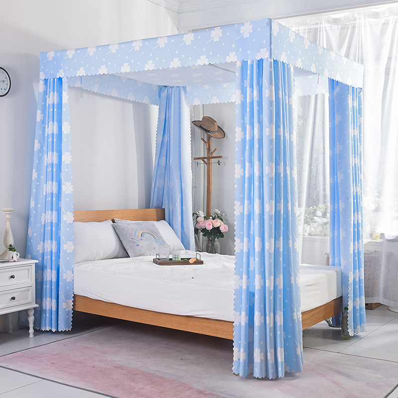 遮光帘家用卧室双人床遮光布全包围床帘蚊帐防尘挡风加高床幔网红