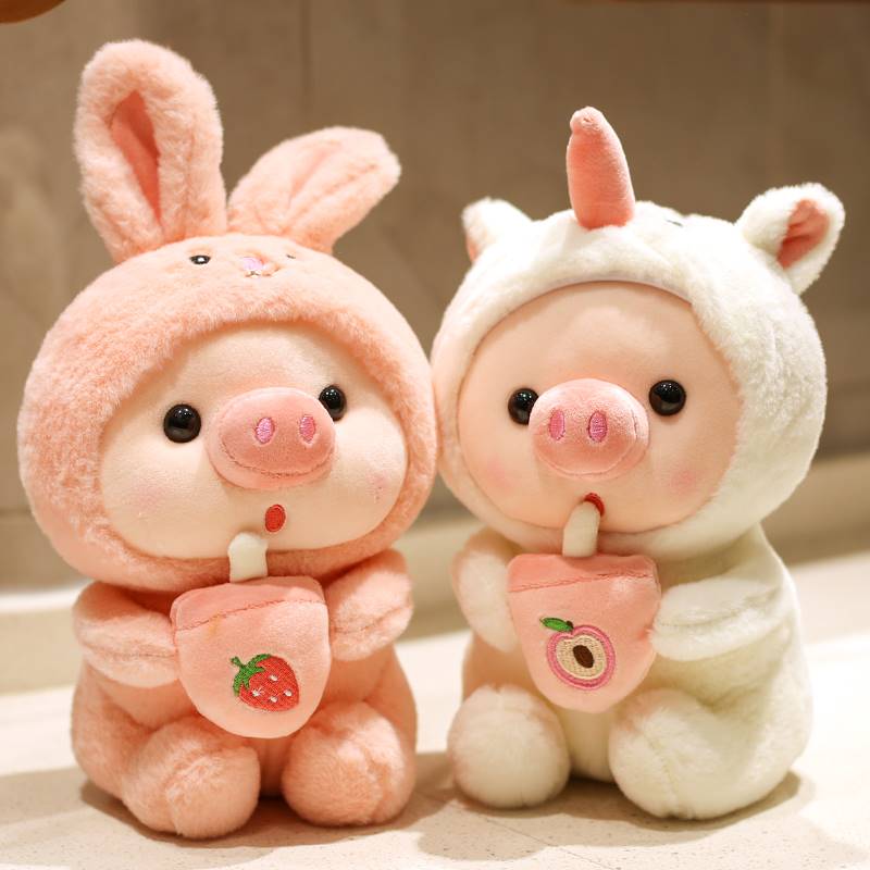 网红Milk tea pig doll cute little rabbit doll girl's birthda