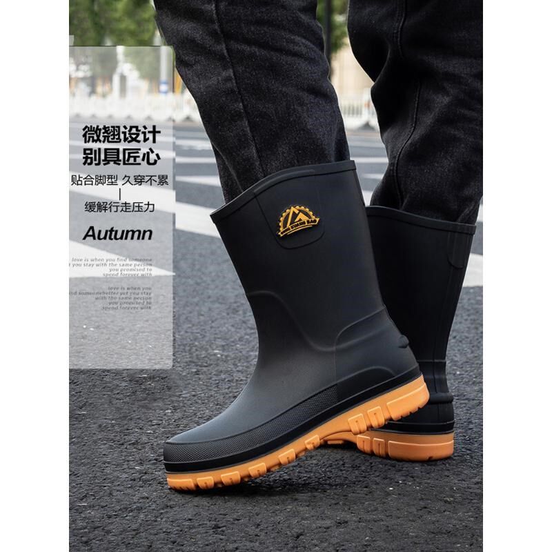 男士雨鞋防滑加厚耐磨雨靴时尚防水鞋中筒新款胶鞋成人干活鞋