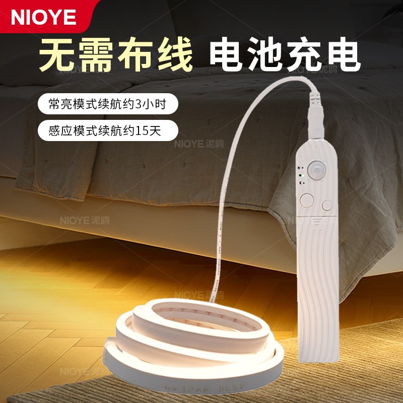 感应灯带无线自粘鞋柜酒柜衣柜子条入户门床底无线免插电充电灯带