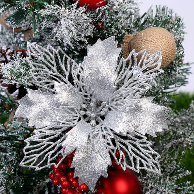 极速5/10PCs Christmas Decorations Glitter Artificial Flowers