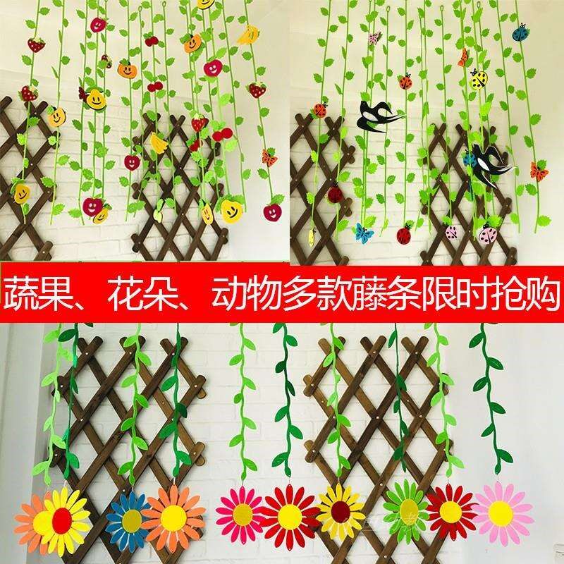 商场店铺春天装饰幼儿园教室走廊环境布置燕子柳条藤空中吊饰挂饰