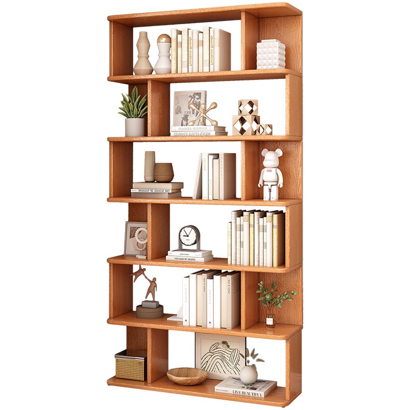 实木书架落地置物架儿童书柜一体靠墙格子柜家用简易收纳置物柜子