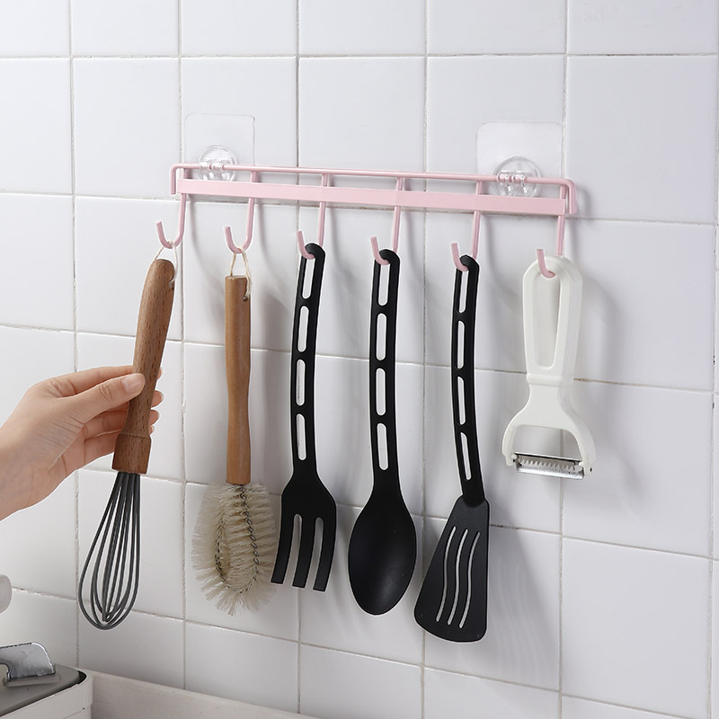 速发.kitchen hook non-trace glue six hooks wall hanging stee