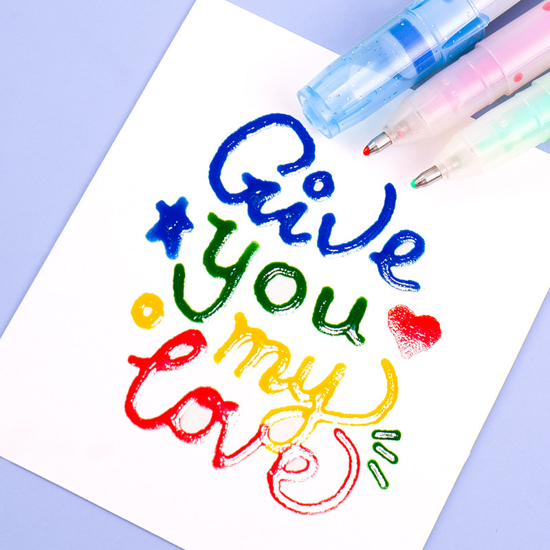 3d立体果冻笔diy啫喱笔涂鸦玻璃创意果汁笔可爱超萌w3d效果手账笔