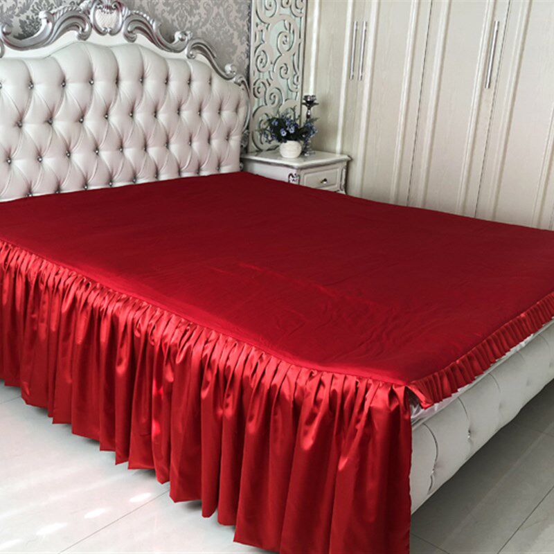 粉色蓝色红色床品美式床裙欧式奢华裸睡轻奢婚庆床上用品多件套