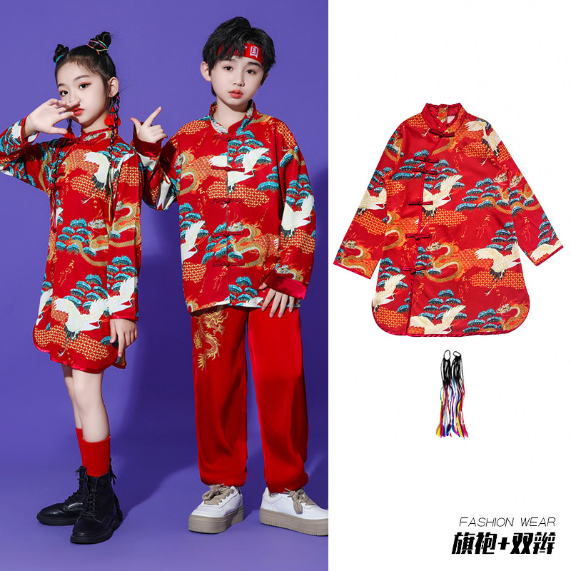 小众高货亲子装2023款国潮一家三口四口秋装汉服唐装母子旗袍家庭