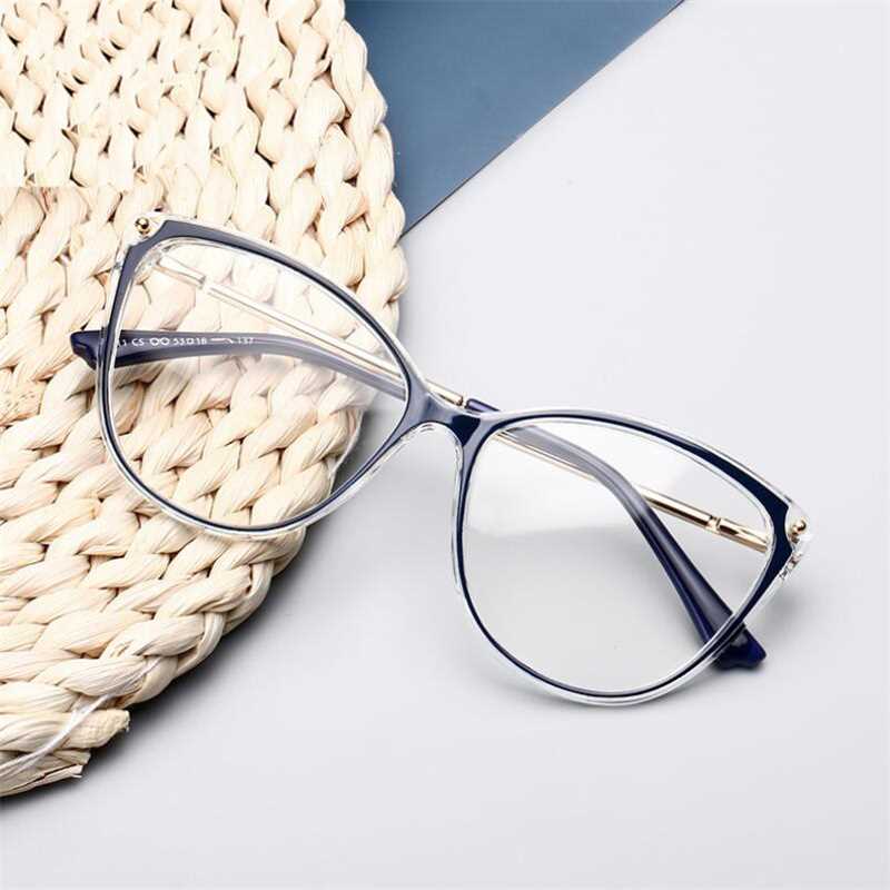 新品Big Frame Blue Light Blocking Cat Eye Nearsighted Glasse