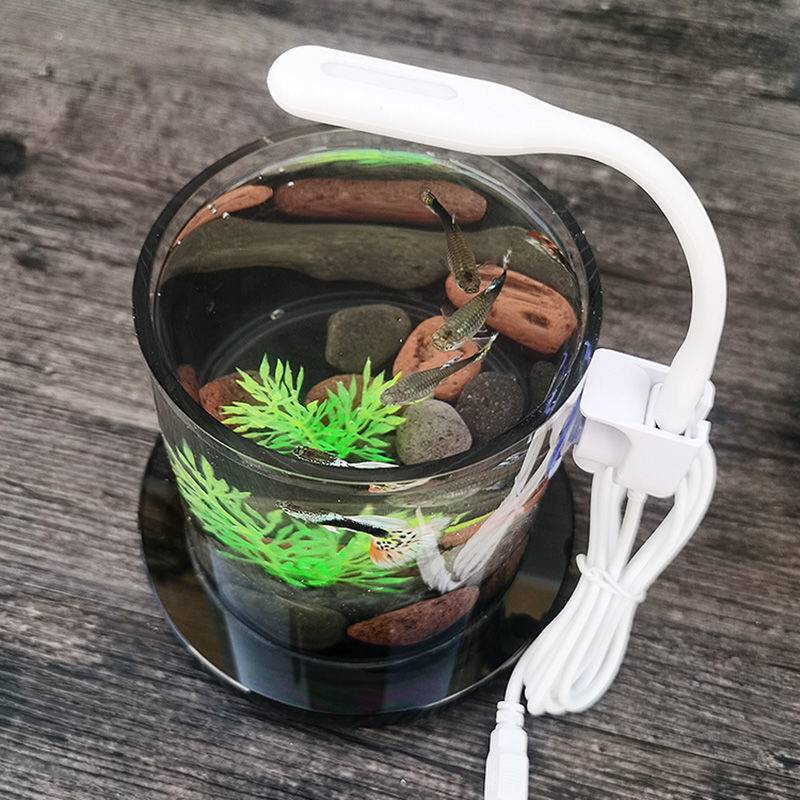 鱼缸夹灯水族灯水草灯圆形缸吸盘灯H鱼缸灯照明灯防水草缸灯