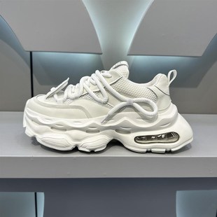 2024新款薄款小白鞋增高透气网面鞋子男款夏季厚底老爹鞋百搭男鞋