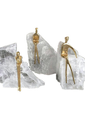 软装书房桌柜人物水晶石摆件办公室沙发背景酒柜家居用品装饰摆设