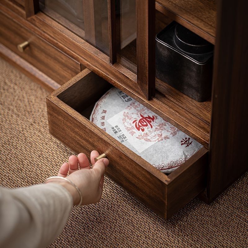 胡桃木落地收纳柜储物柜餐边柜防尘多层实木置物柜茶水柜茶柜,商业/办公家具,办公茶水柜,淘宝优惠券,粉丝福利购,淘宝优惠卷