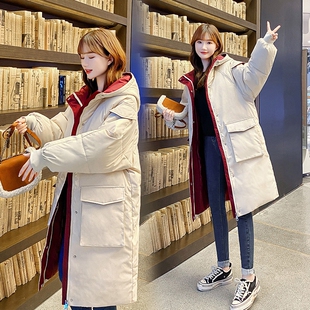 孕妇棉袄女2021新款中长加厚羽绒棉服外套大码宽松孕晚期冬装棉衣
