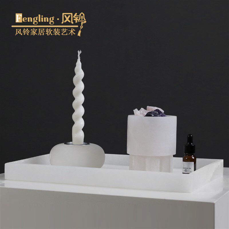 样板间软装大理石罐子器皿烛台托盘几何香薰客厅置物架摆设