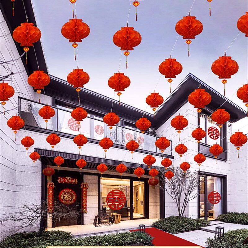 小众高货农村结婚院子装饰风车路引婚礼现场场景外景布置彩带婚房