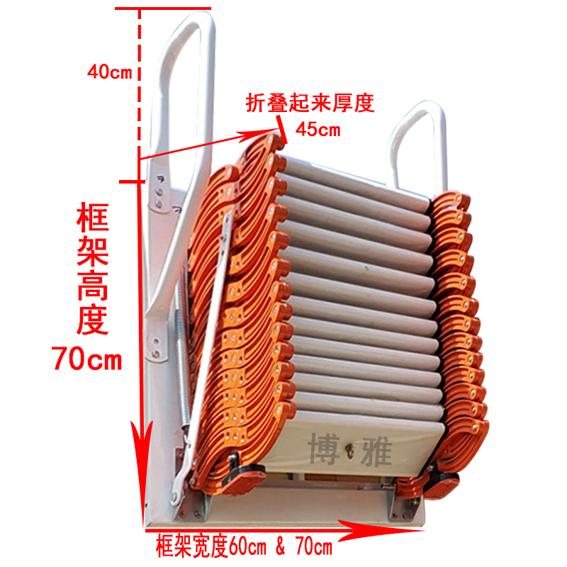 阁楼伸缩楼梯室外家用平台复式隔层加厚壁挂折叠升降小户型伸拉梯