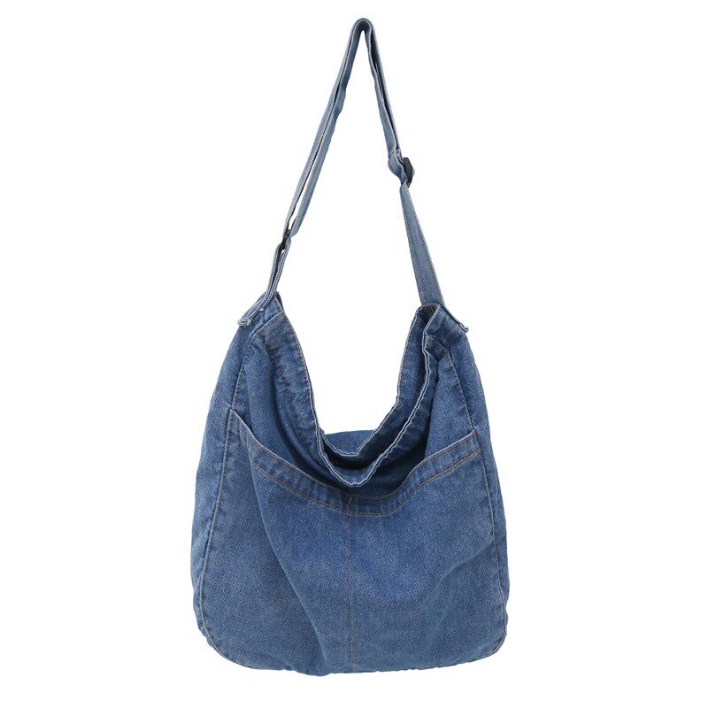 牛仔布斜挎包男2025新款潮酷学生装书大容量简约森系休闲单肩包女