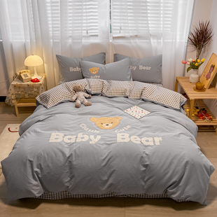床单被套全棉水洗棉1.5床笠四件套儿童卡通三件套男孩被罩1.2