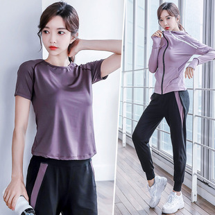 瑜伽服套装女秋冬季速干大码健身房晨运动跑步健身服2021新款