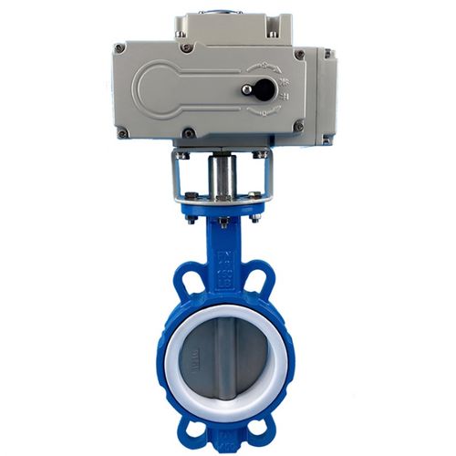 D971F-16Q电动对夹衬氟对夹式蝶阀耐酸碱开关切断阀DN100 150 200