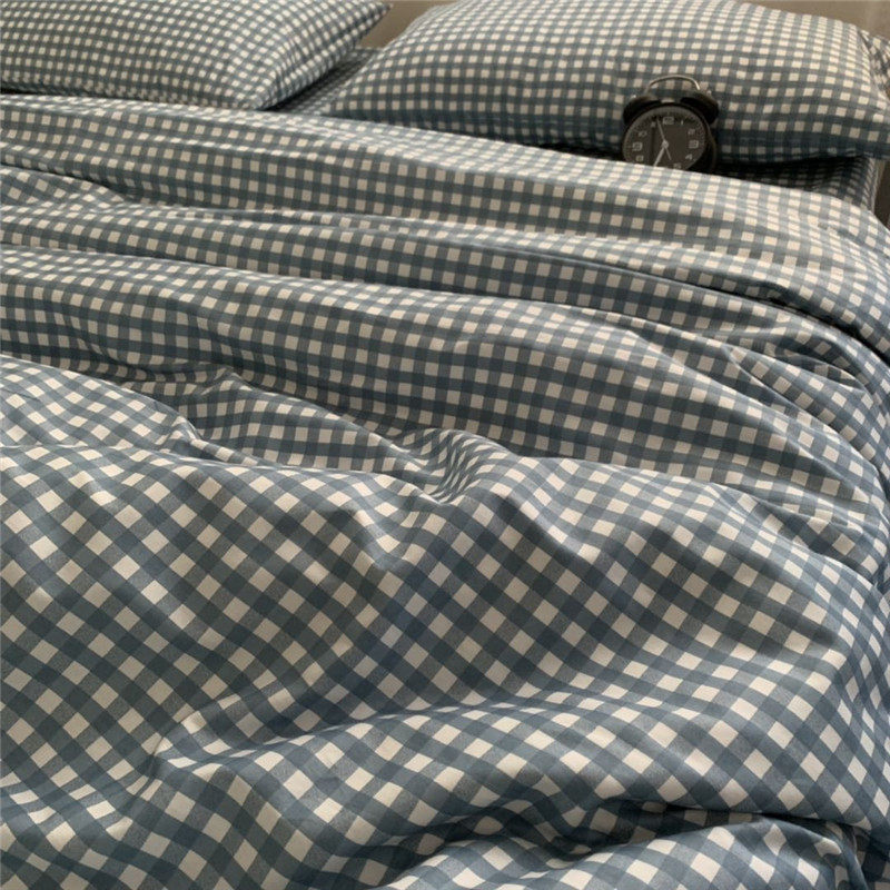 纯棉床单单件蓝白格学生贴身睡单男F生宿舍单人被罩三件套全棉被