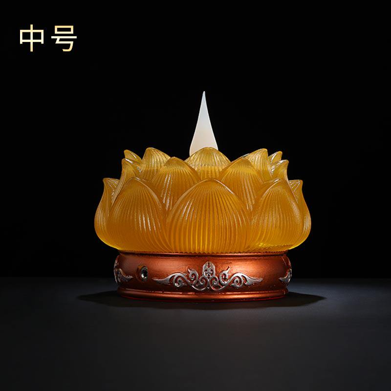 小众高货大藏禅饰 充电LED莲花供佛灯仿真闪烁灯光 家用佛前莲花
