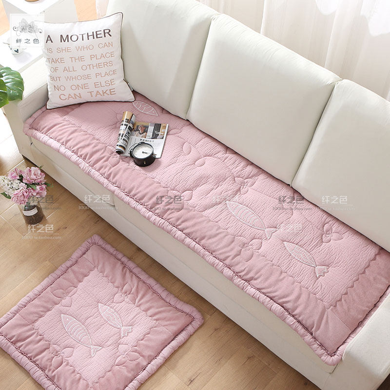韩式沙发垫全棉粉灰色单双人布艺四季防滑客厅坐垫罩巾套可机洗,居家布艺,沙发垫,淘宝优惠券,粉丝福利购,淘宝优惠卷