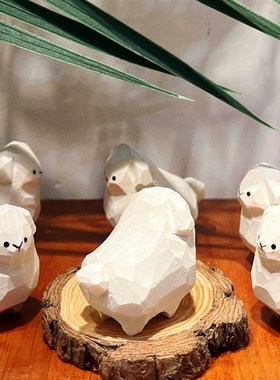 手工木雕小羊可爱桌面摆件雕刻工艺品书房办公区小摆设送人礼品