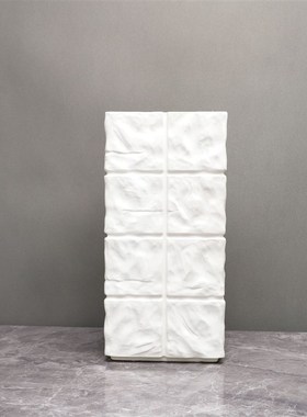 新中式白色树脂花器花插样板房售楼部卧室书房客厅餐厅桌面饰品